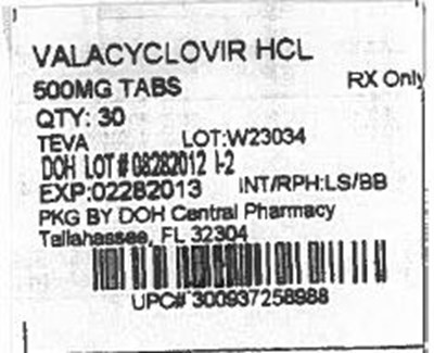 Label Image For 500mg (Valacyclovir HCl 500mg)